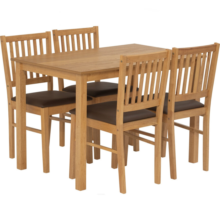Rune Dining Set 1+4 - Natural / Mocha