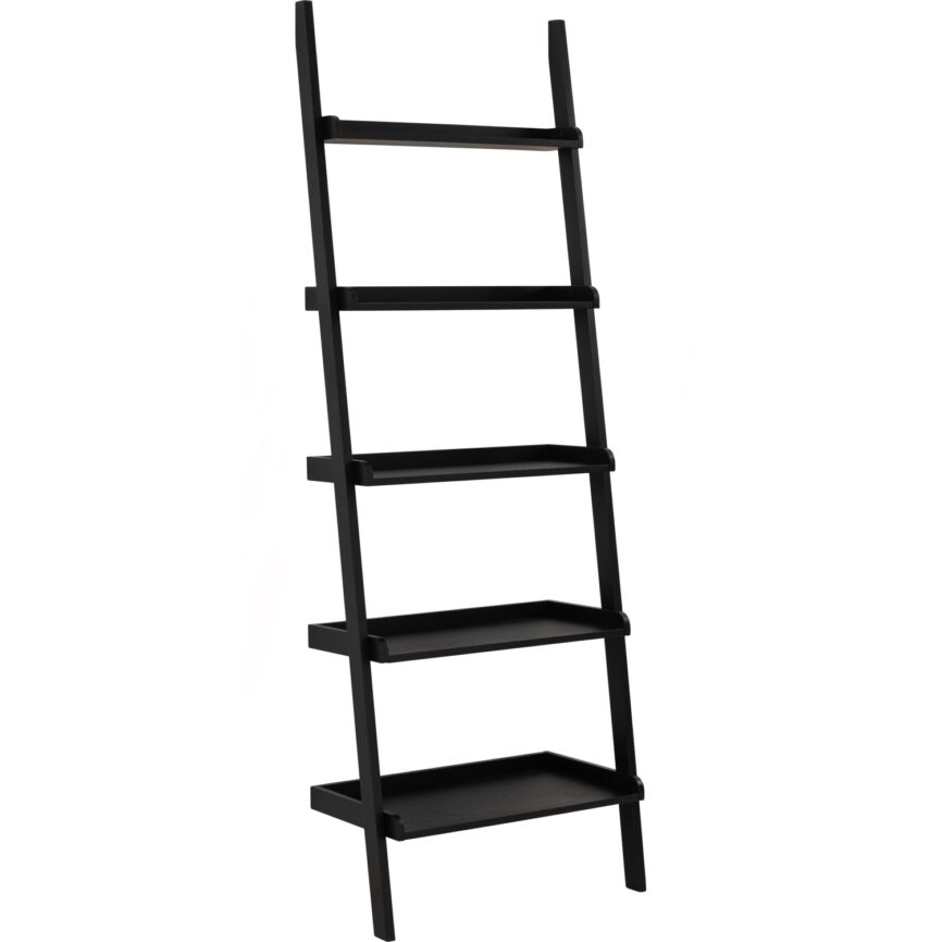 Milt Leaning Bookcase - Black