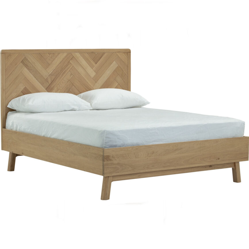Merton Queen Bed With 2000mm Side Rail - Natural Oak